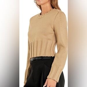 NWT ENGLISH FACTORY cutout back, crop sweater in taupe.